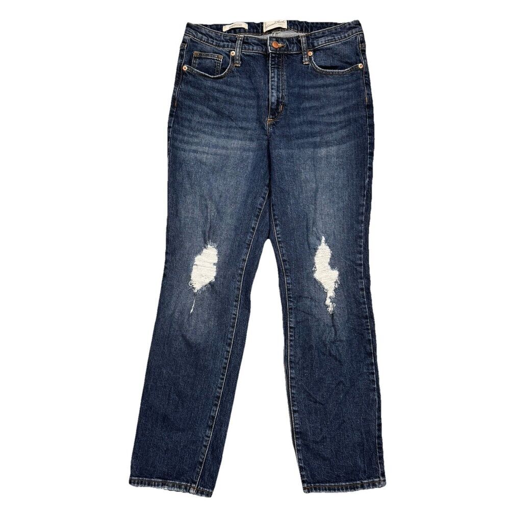 Universal Thread High Rise Jeans Womens 10 Slim Straight Distress Measures 30x27